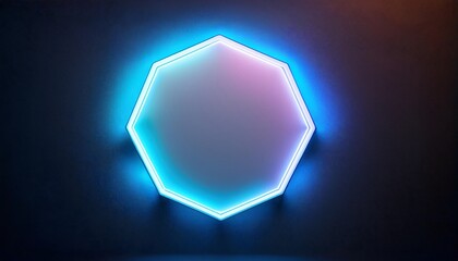 hexagon glowing neon sign on a wall space for text input