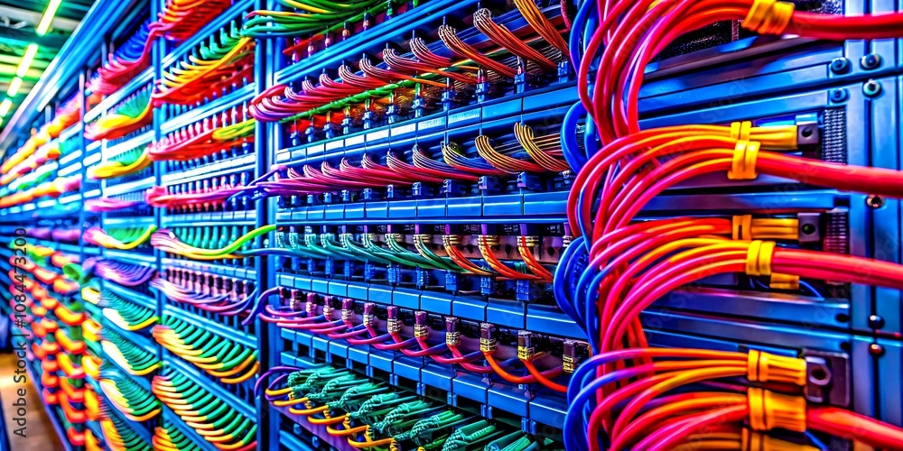 Poster intricate networking cabling in server racks: a deep dive into modern data center infrastructure and