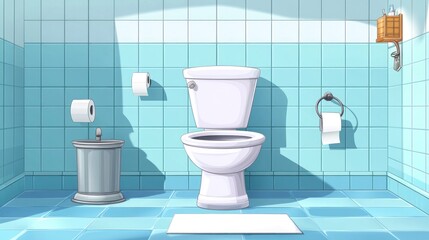 Clean and Bright Cartoon Bathroom Interior