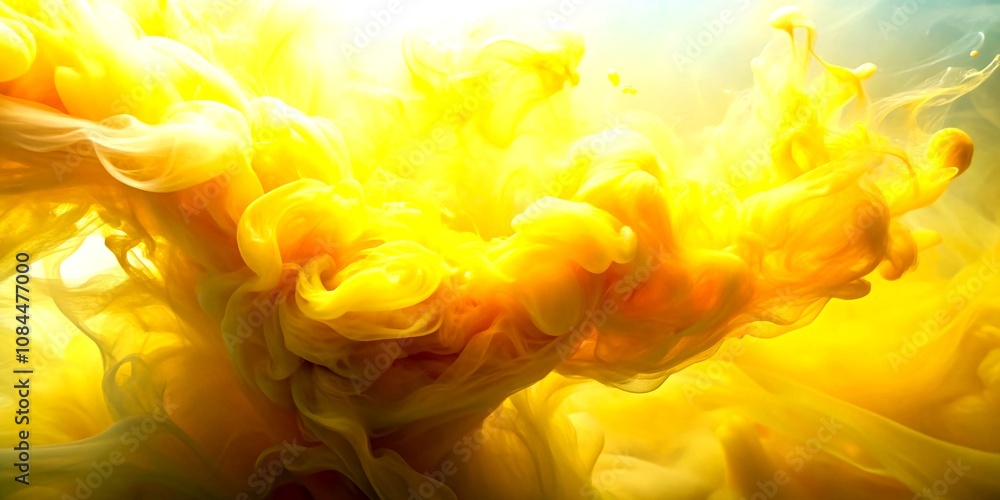 Poster long exposure of watercolor yellow texture blending in abstract patterns for creative art background