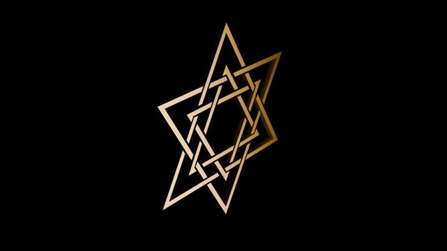seal of solomon star of david animation on transparent background.  4K footage