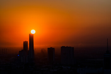 Monterrey city in mexiko, sunset city day, beauty