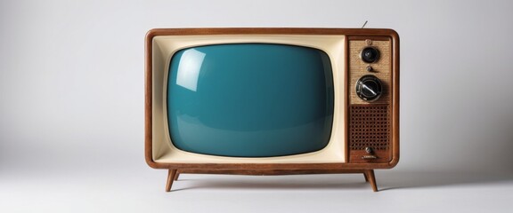 Retro wooden TV box cut out with frame screen
