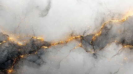 A marble-like texture featuring gold veins against a white and gray background.