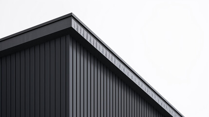 Obraz premium Black aluminum modular cladding corner detail of a building