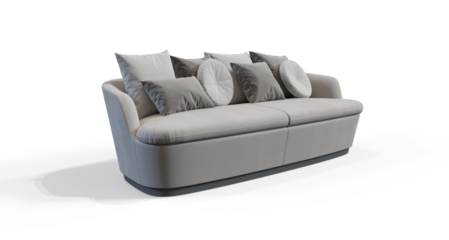 Soft Sofa with pillows 3d render isolated premium PNG on transparent background with shadow