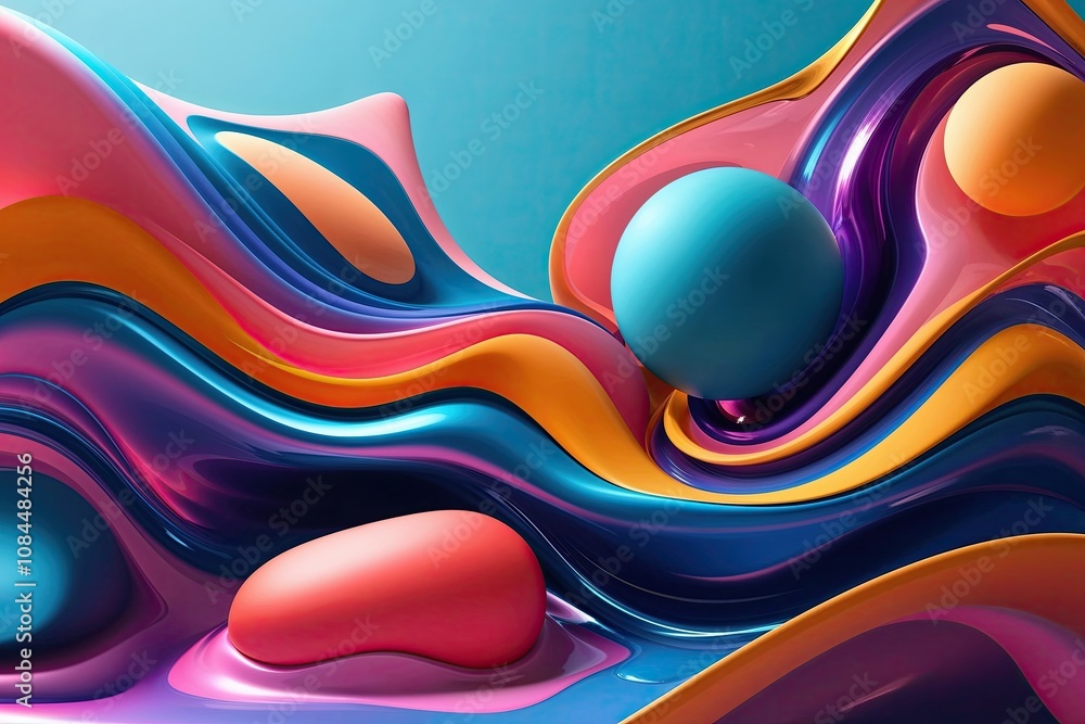 Poster vibrant abstract 3d background design featuring futuristic shapes and fluid color schemes
