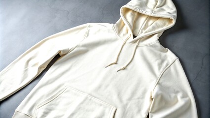 Minimalist Plain White Hoodie on Gray Background Perfect for Fashion Apparel Stock Photography
