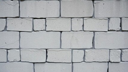 Fototapeta premium Close-up of rough concrete wall featuring an unusual pattern of uneven squares, artistic expression, industrial surface, modern design