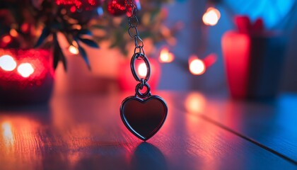 Glowing Valentine-themed keychain mockup showcasing a romantic and creative design perfect for gifting.