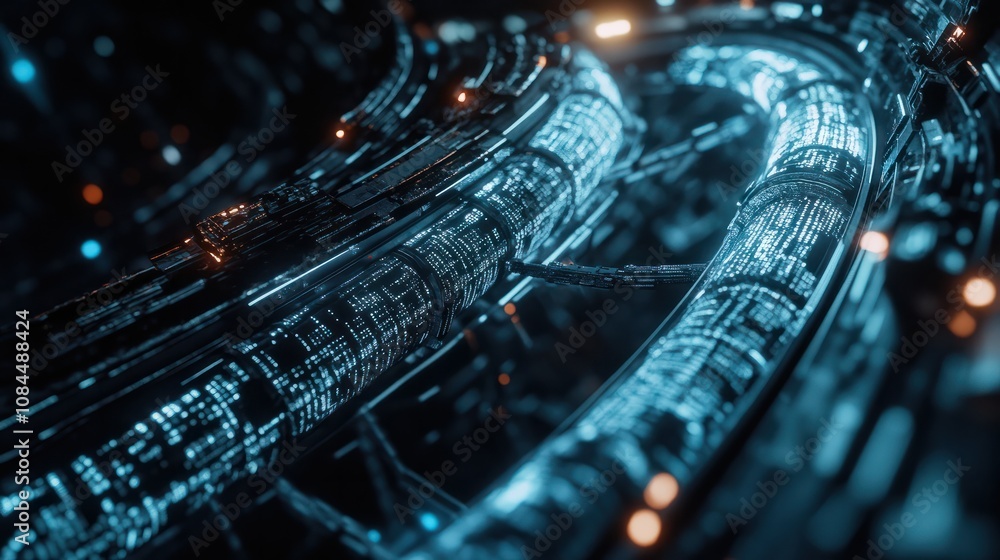 Poster abstract network information web science technology data center fiber optic cable 5g connection futu