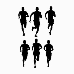 Athlete on running race silhouette Vector art
