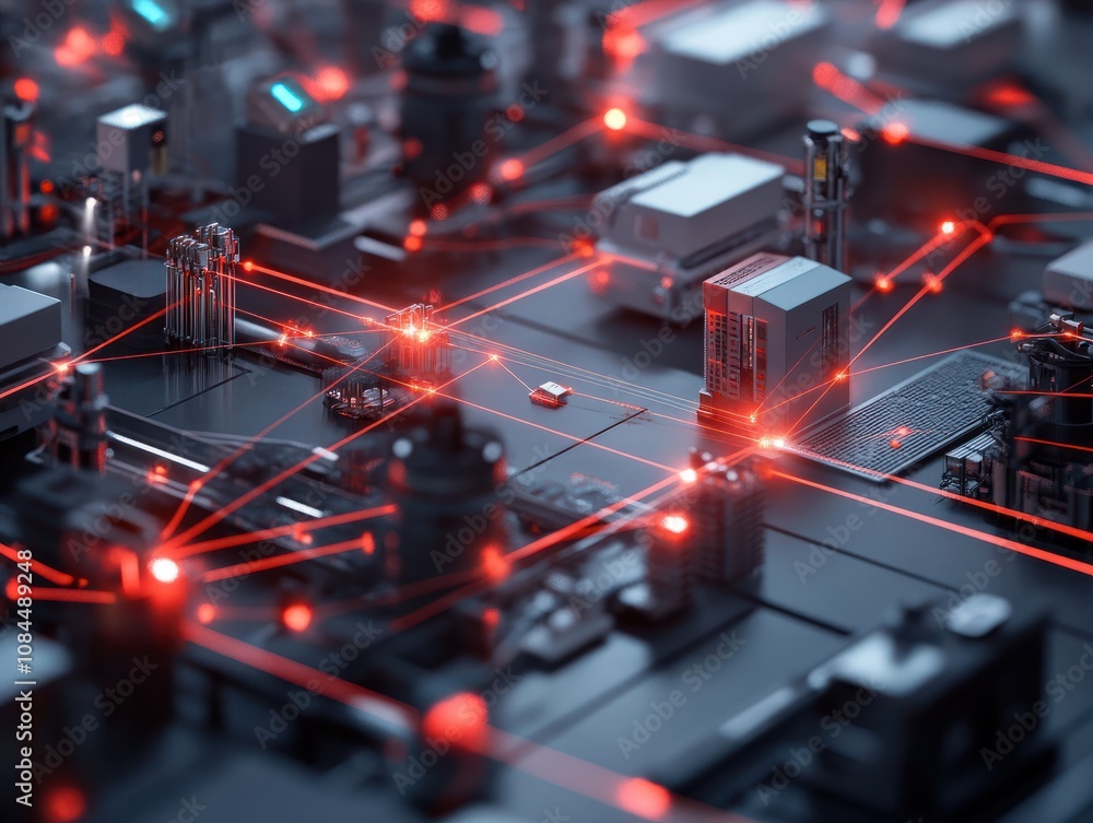Poster an industrial internet of things iiot network connecting devices and sensors across a modern factory
