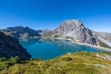 Naklejka premium Lünersee in the Brandertal, State of Vorarlberg, Austria