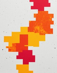 Obraz premium Abstract geometric art with vibrant red and orange gradient blocks