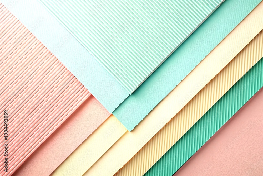 Poster pastel paper cut layer diagonal pattern on minimalist background with copy space for elegant design 