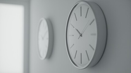 Minimalist Wall Clocks in Monochromatic Setting with Depth of Field