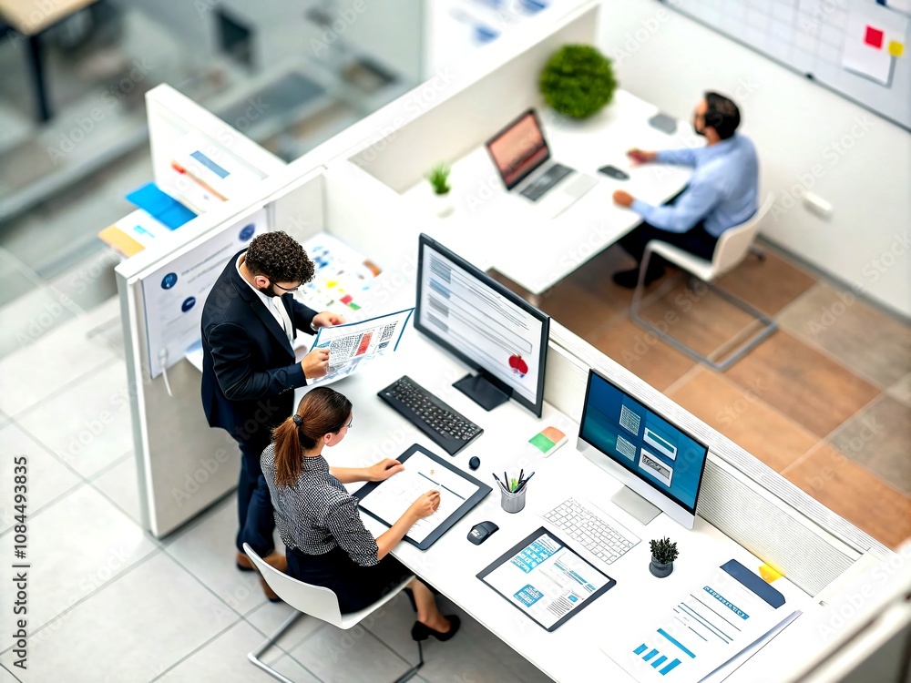 Poster preparing, checking, and approving concepts for document management in a paperless environment with 