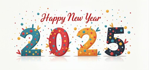 Fototapeta premium Colorful Colorful illustration of New Year 2025 with vibrant decorations and festive elements highlighting the excitement of coming year