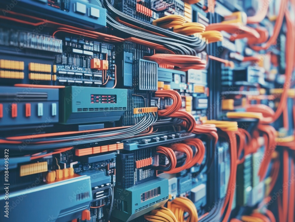 Poster computers connected with many cables