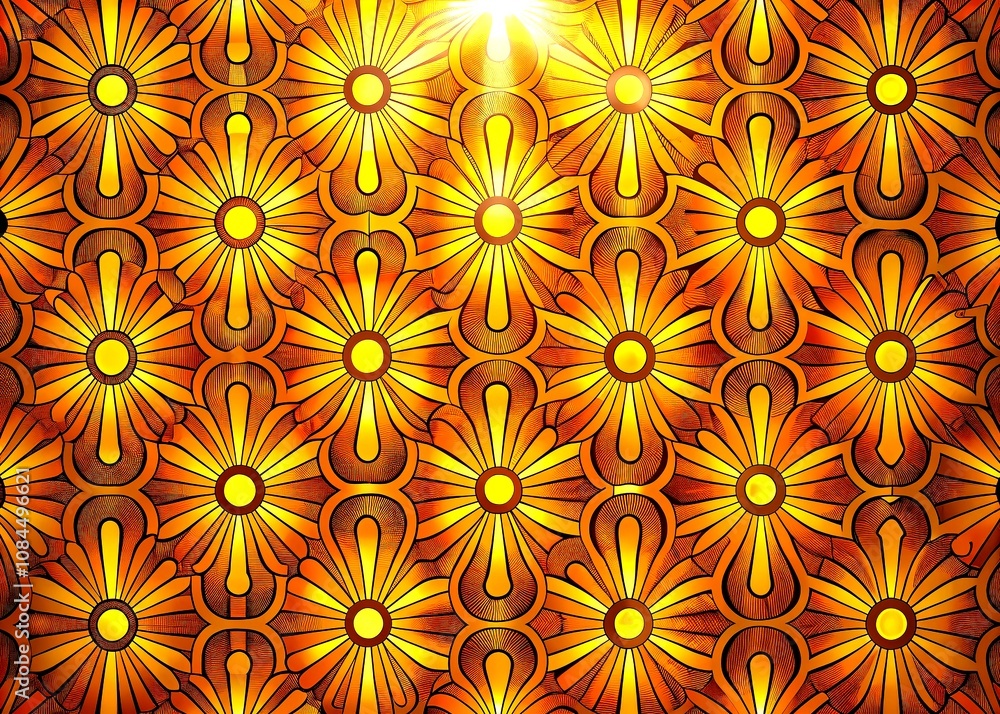 Poster retro groovy pattern background of the 70s with sunbeams and summer texture for urban exploration ph