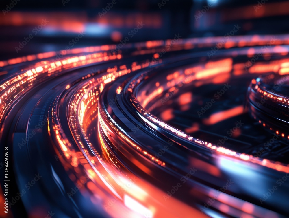 Poster data network and connection technology concept with high-speed, futuristic background