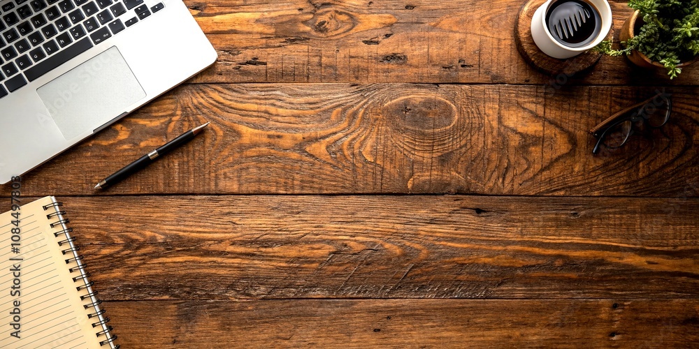 Poster Rustic Wood Double Texture on a Desk Surface with Natural Light and Copy Space for Enhancing Your Design Projects