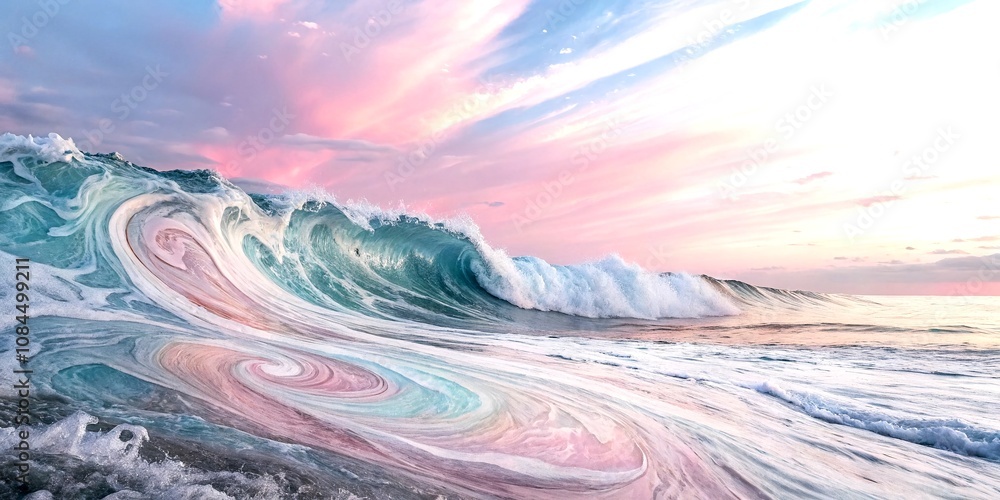 Poster serene abstract fluid art background in soft pastel colors blending smoothly for an elegant and tran