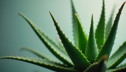 Fototapeta premium Discover the beauty of indoor gardening with a vibrant aloe vera plant in soft natural light