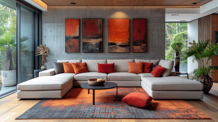 Cozy Modern Living Room with Warm Hues