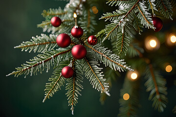 christmas background with christmas tree and decorations
