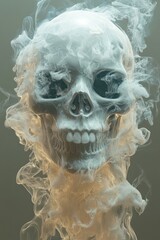 Fototapeta premium Smoke forming a skull symbolizing danger of smoking. AI generated