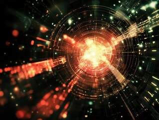Obraz premium High tech futuristic technology abstract technology particle mesh style background