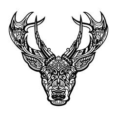 Deer head mandala arts isolated on white background