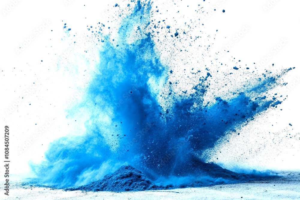Aufkleber stunning blue powder explosion isolated on white background - abstract art with a burst of color and