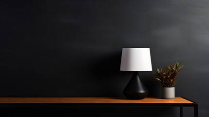 lamp on the wall with black background wall