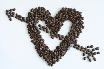 Heart from beans of coffe.