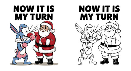 Easter bunny punching Santa t-shirt vector design