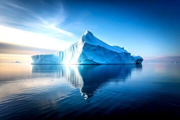 Stunning Minimalist Iceberg Landscape with Soft Blue Tones and Serene Atmosphere for Nature and Climate Photography Enthusiasts