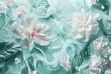 Dewy Leaves and Flowers