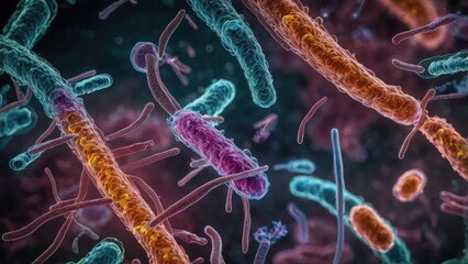 Obraz premium AI-generated cartoon of germs, superbugs, or bacteria-like creatures. Vibrant, multi-colored image showing resilience to treatment, symbolizing medical challenges