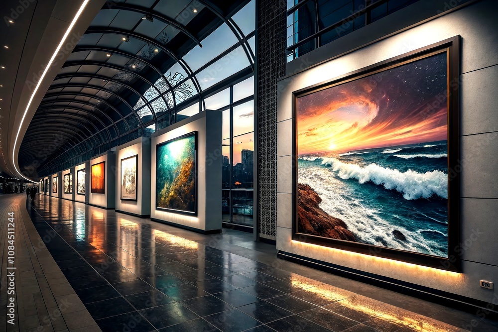 Poster stylish frame mockup elements set for creative designs with long exposure effects and modern aesthet