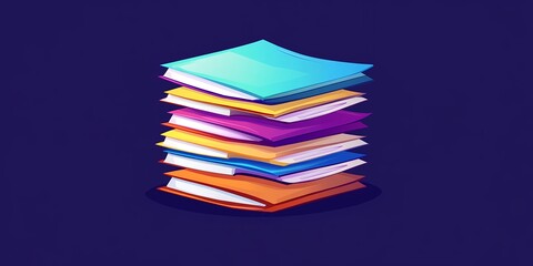 Colorful Stacks of Paper Arranged Neatly on a Purple Background, Showcasing Vibrant Hues and a Playful Design That Adds a Lively Touch to Any Workspace or Creative Project