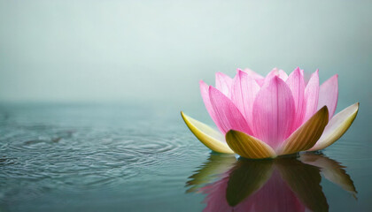 "Serenity Unfolded: The Lotus of Zen in Still Waters"