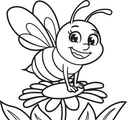 Happy Bee with a Wide Smile Vector Illustration - Cute Joyful Bee Design

