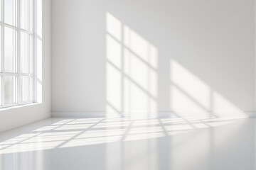 Fototapeta premium Bright Minimalist Interior with Natural Light and Shadow Patterns
