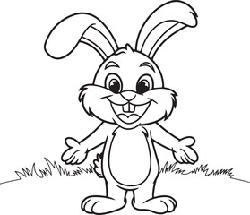 Happy Bunny with a Wide Smile Vector Illustration - Cute Joyful Bunny Design

