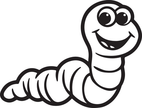 Happy Worm with a Big Smile Vector Illustration - Cute Joyful Worm Design


