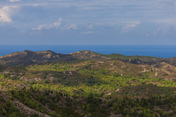 Naklejka premium Beautiful landscape on the island of Rhodes in the area of ​​the Kalopetra Monastery