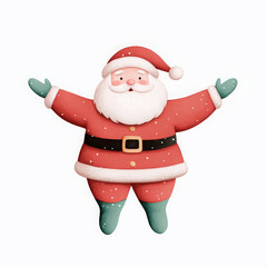 Illustration of a jolly Santa Claus in festive attire, surrounded by snowflakes, celebrating the holiday season with open arms
